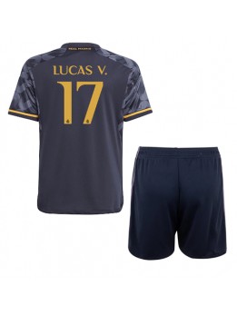 Real Madrid Lucas Vazquez #17 Replika Borta Kläder Barn 2023-24 Kortärmad (+ byxor)